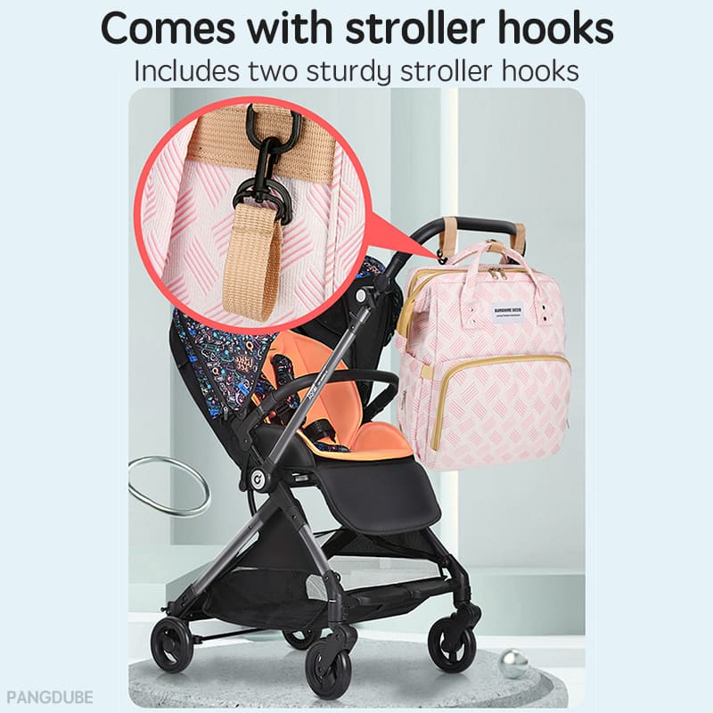 MomBag Pro — 2-in-1 Diaper Backpack & Foldable Baby Bed | USB Port + Stroller Straps